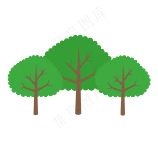 卡通森林绿树装饰图案元素
