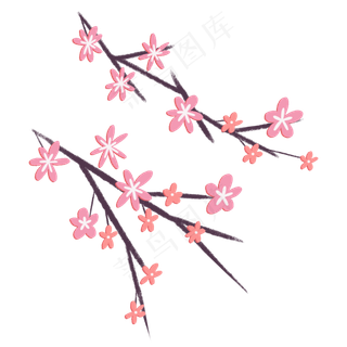 唯美春天粉色桃花树枝