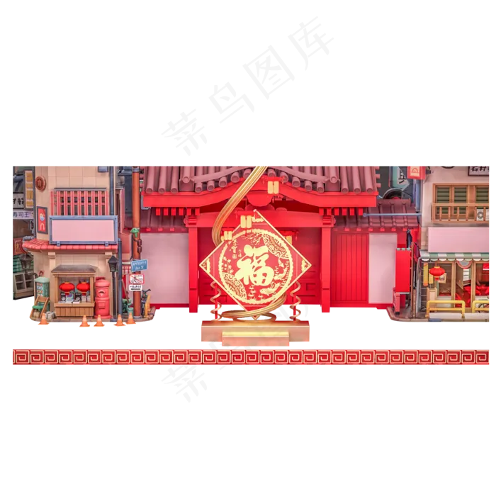红色创意喜庆建筑元素,免抠元素(2000*2000px 300 dpi )psd模版下载
