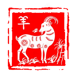 中国风红色古典生肖羊印章边框元