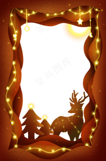 圣诞剪纸风边框,免抠元素