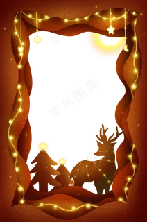 圣诞剪纸风边框,免抠元素