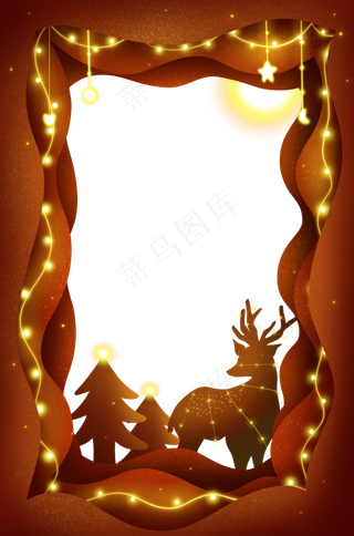 圣诞剪纸风边框,免抠元素