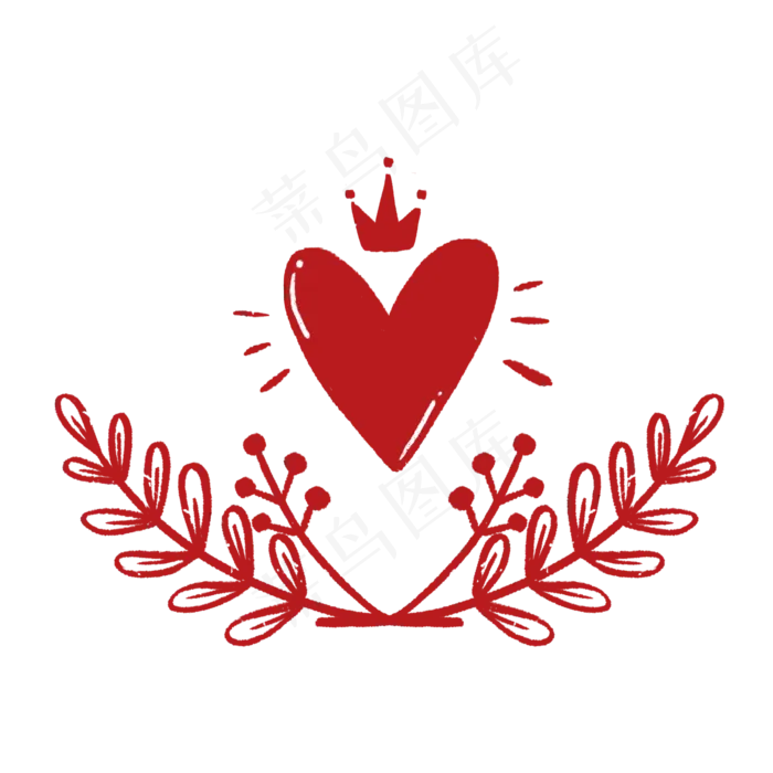 皇冠和爱心PNG免抠素材(2048X2048(DPI:300))psd模版下载