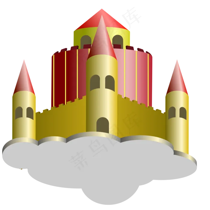 2.5D云中城堡矢量免抠png(3000X3000(DPI:300))ai矢量模版下载