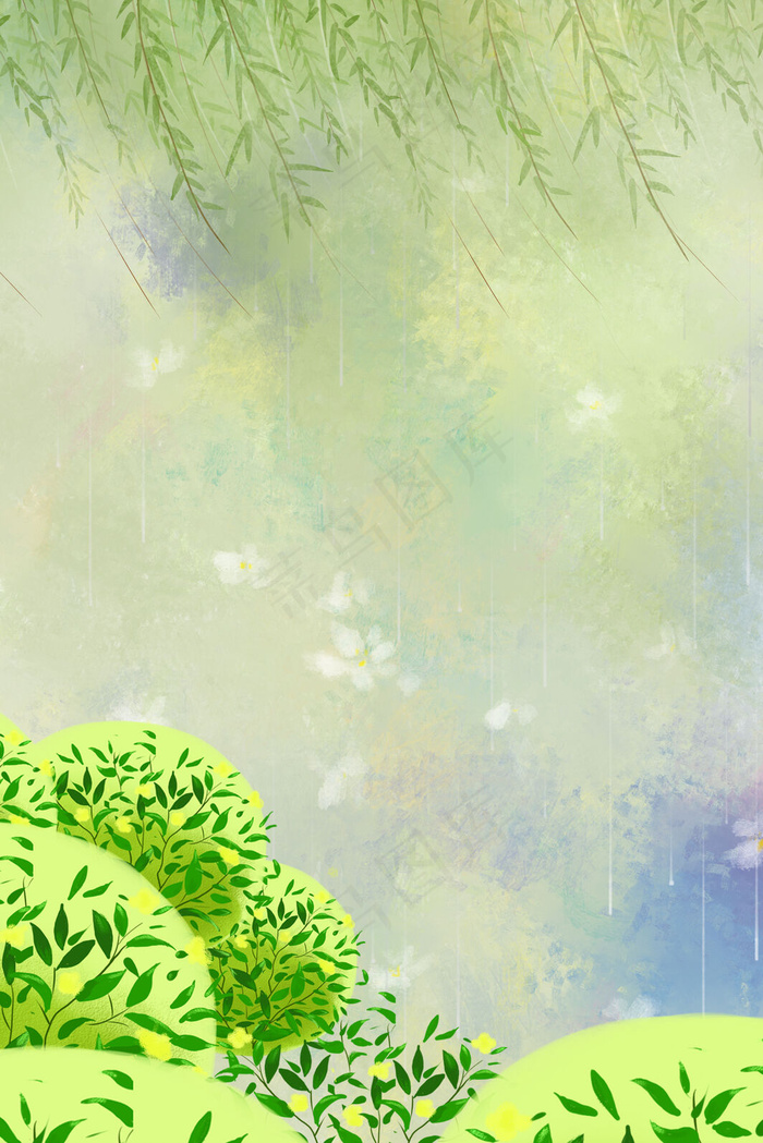 清明节绿色psd分层banner