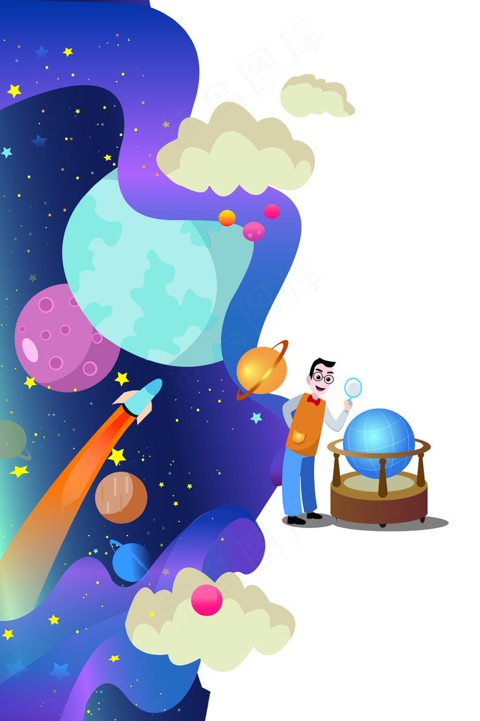 蓝色系2.5d科技星球天文地理配图