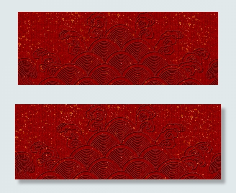 中式红色波浪云纹背景