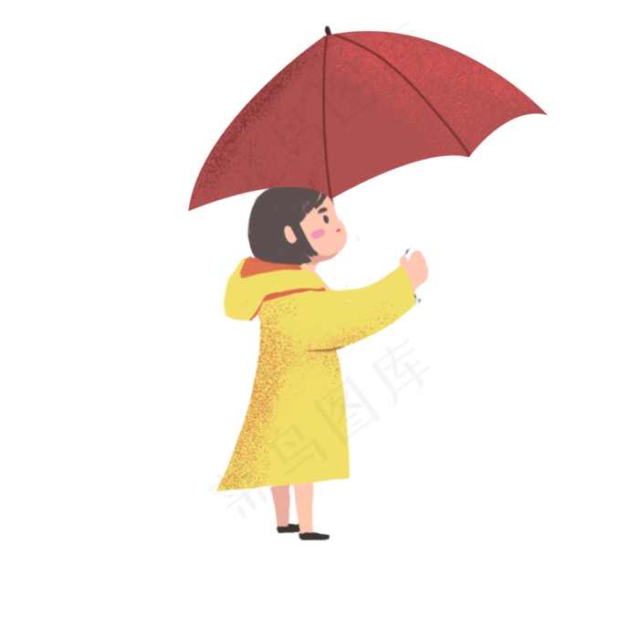 卡通打伞的小女孩下载