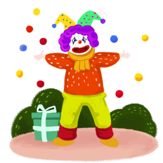 愚人节马戏小丑表演抛小球手绘人,免抠元素