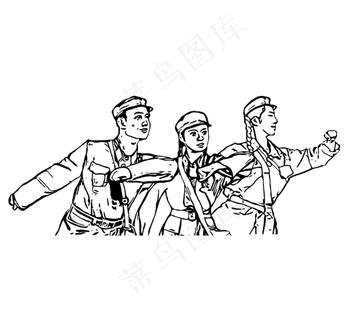 线描劳动人民,免抠元素