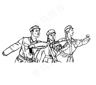 线描劳动人民,免抠元素