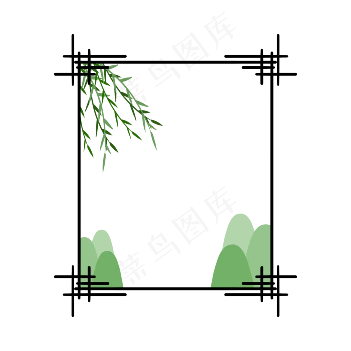 创意清明节远山黑色边框(2000X2000(DPI:300))psd模版下载