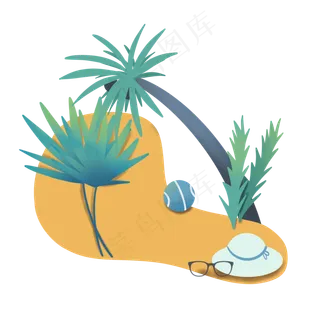 夏日剪纸海滩眼镜太阳帽