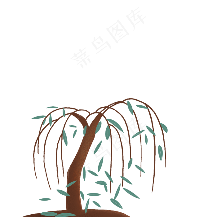 手绘卡通飘落的柳叶(2500X2500(DPI:300))psd模版下载