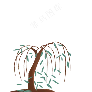 手绘卡通飘落的柳叶