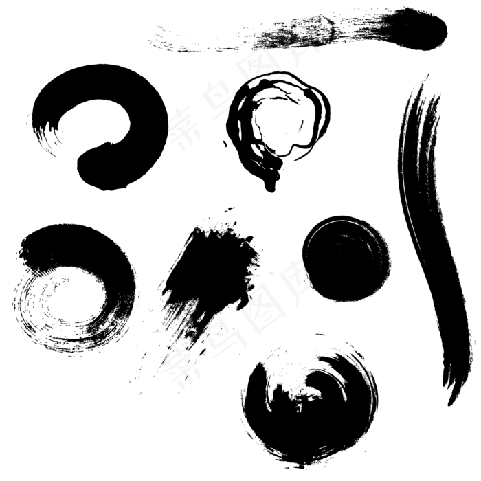 矢量创意墨点书法笔刷(2000*2000px 72 dpi )ai矢量模版下载