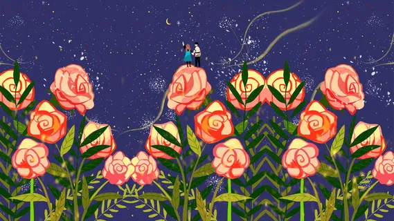 地球一小时春季春天绿色植物花朵星空治愈系