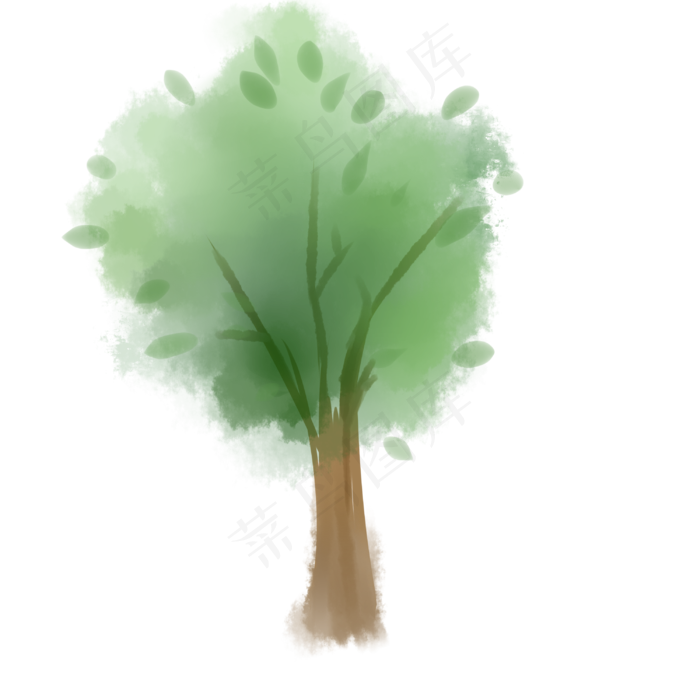 植树节水墨水彩手绘环保树木