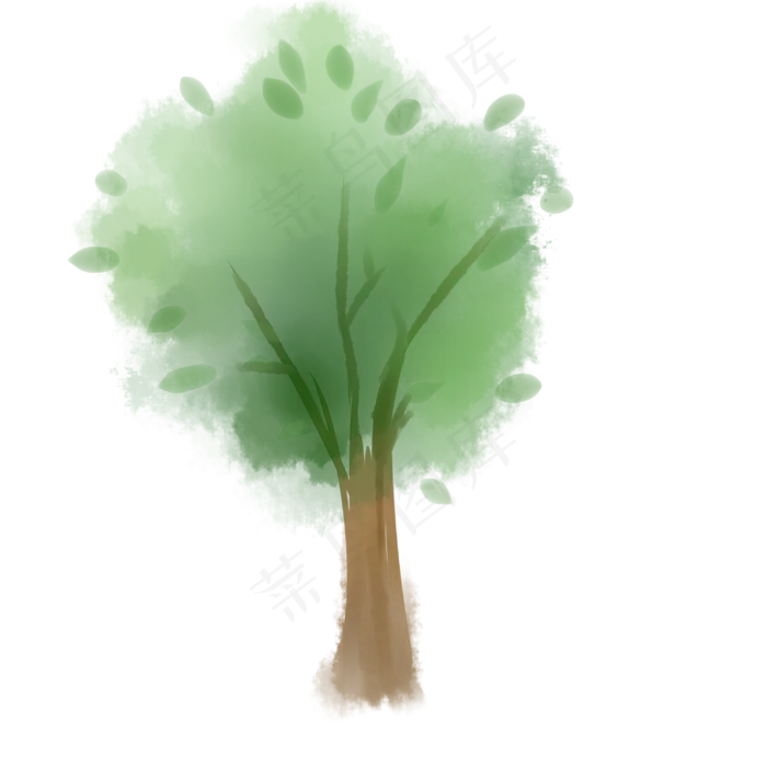 植树节水墨水彩手绘环保树木(3000X3000(DPI:299))psd模版下载