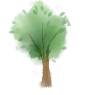 植树节水墨水彩手绘环保树木 植树节水墨水彩手绘环保树木