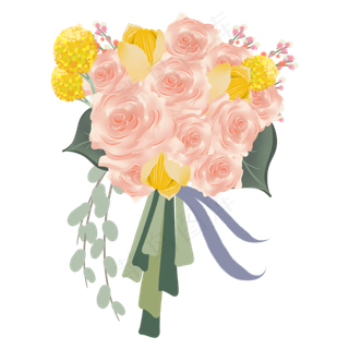 暖色系手绘婚礼新娘捧花