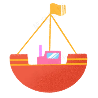 儿童节橙色小船卡通