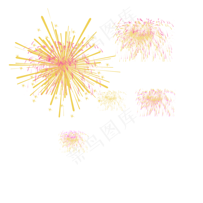 黄色喜庆节日烟花元旦,免抠元素(2000X2000(DPI:72))psd模版下载