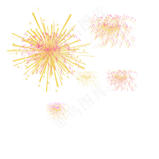 黄色喜庆节日烟花元旦,免抠元素