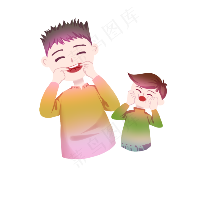 父亲节父子一起扮鬼脸