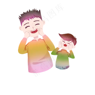 父亲节父子一起扮鬼脸