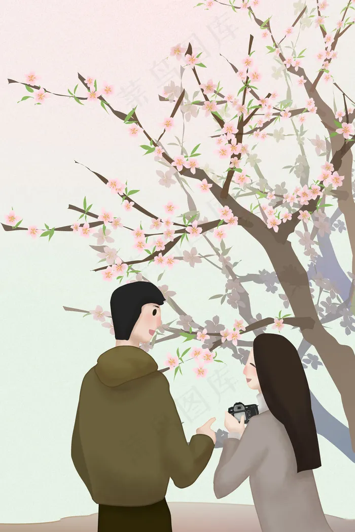 春天恋爱爱情男女感情桃花情人节约会