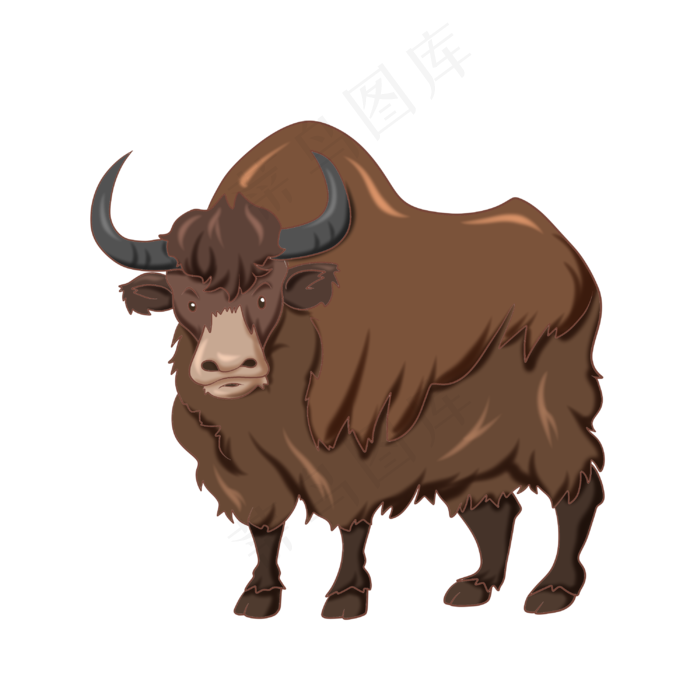 咖色动物牦牛,免抠元素
