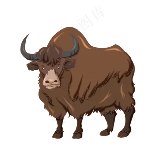 咖色动物牦牛,免抠元素