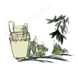 端午节水墨风古风粽子