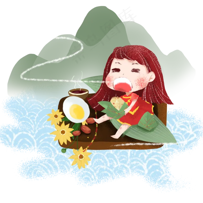 传统节日端午节吃粽子(2000X2000(DPI:300))psd模版下载