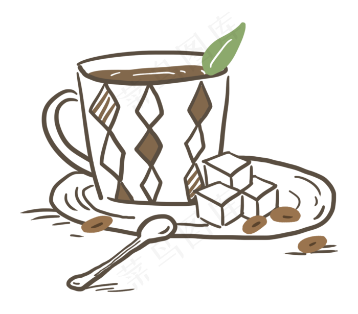 线描食物咖啡咖啡豆食物叶子