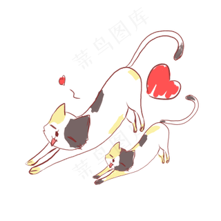 手绘母亲节动物母子