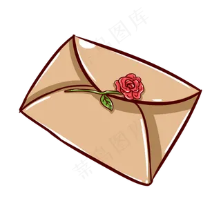 七夕节情人节手绘卡通玫瑰信件免