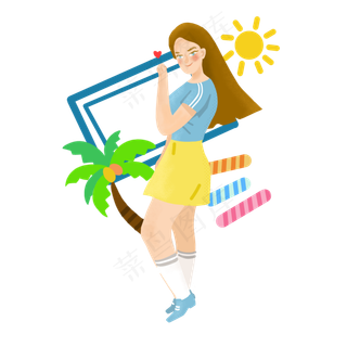 立夏椰子树和女孩