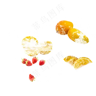 水果草莓橙子芒果冰块,免抠元素