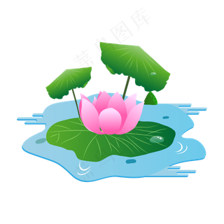 卡通粉色莲花免扣