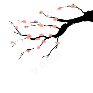 春季写意桃花树枝