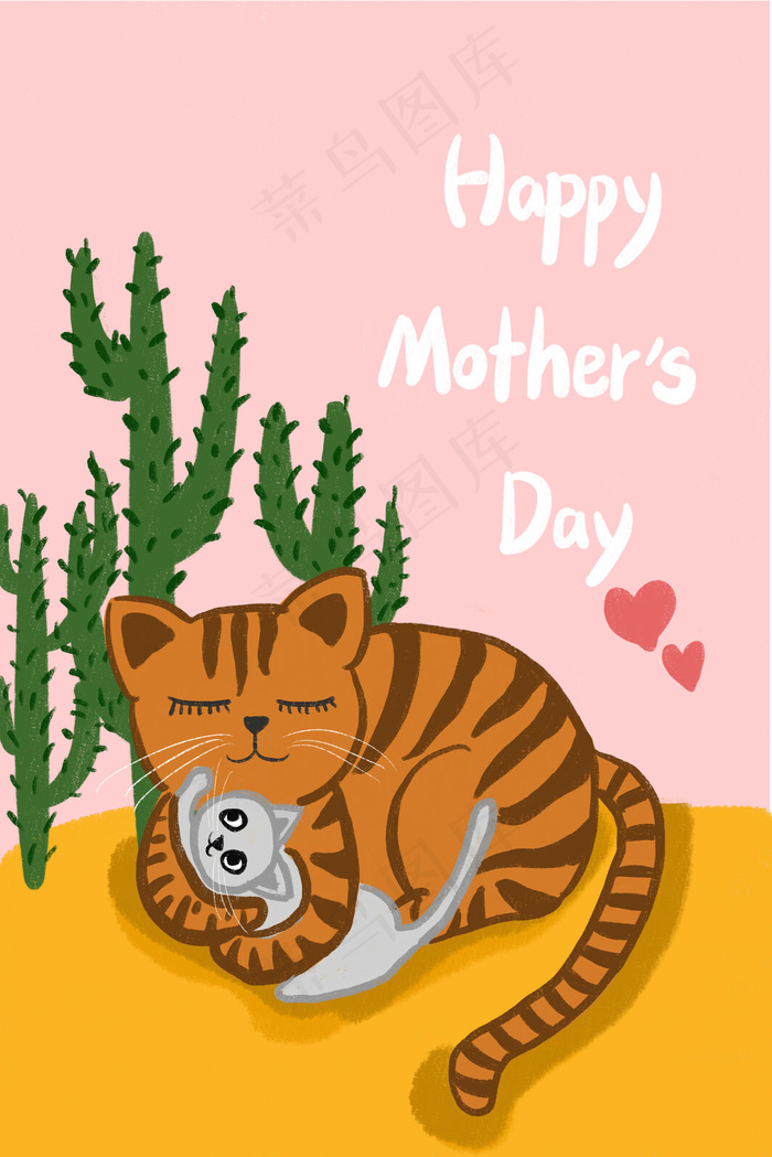 母亲节猫咪妈妈背景图