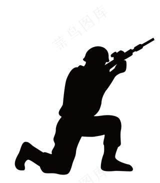 手持狙击枪军人剪影,免抠元素