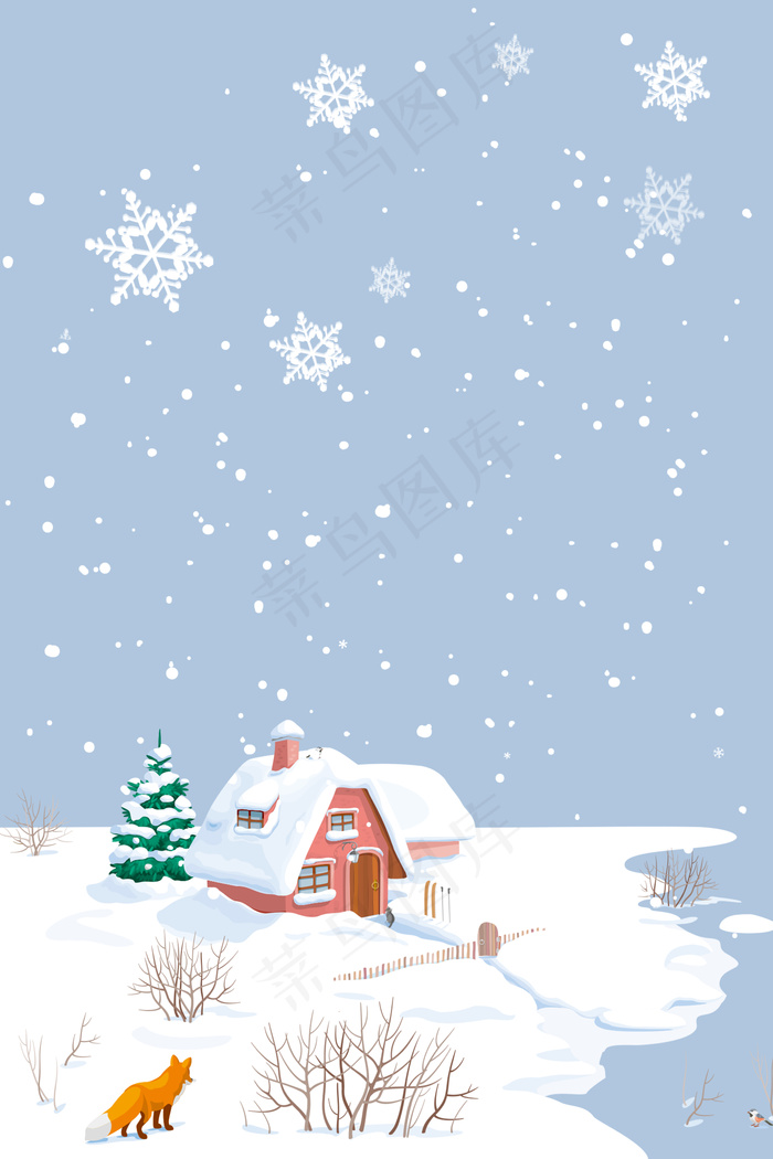 白雪皑皑下雪景色(4724*7087px 	      )psd模版下载