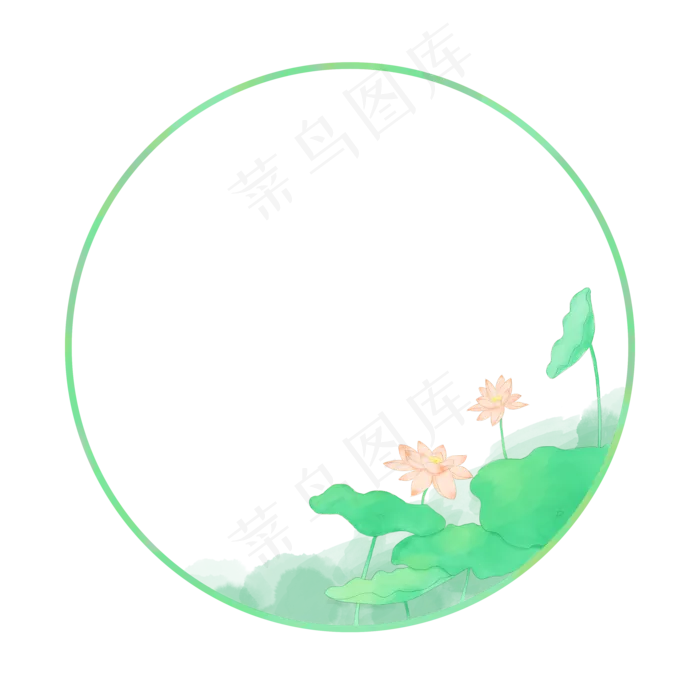 圆形边框水彩水墨橙粉红色荷花荷(3500X3500(DPI:300))psd模版下载