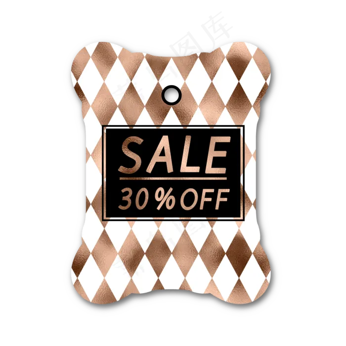 金色格纹电商促销吊牌(2000X2000(DPI:300))psd模版下载