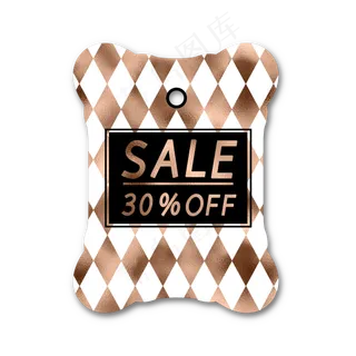 金色格纹电商促销吊牌