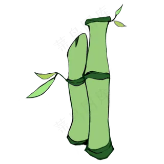 春日里两节绿色的竹节